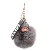 Fox Fur Baby Keychain with Mink Fur Beanie