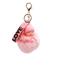 Fox Fur Baby Keychain with Mink Fur Beanie