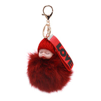 Fox Fur Baby Keychain with Mink Fur Beanie