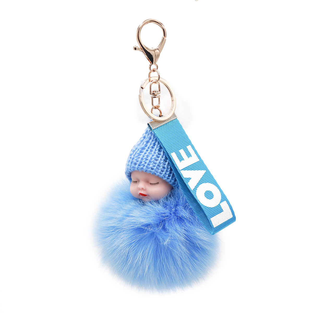 Fox Fur Baby Keychain with Mink Fur Beanie