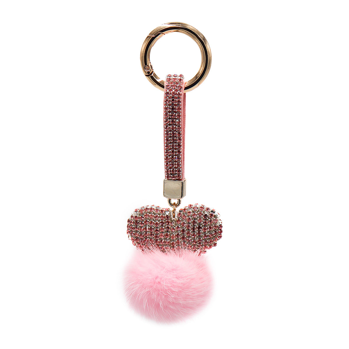 Crystal Mink Heart Keychain