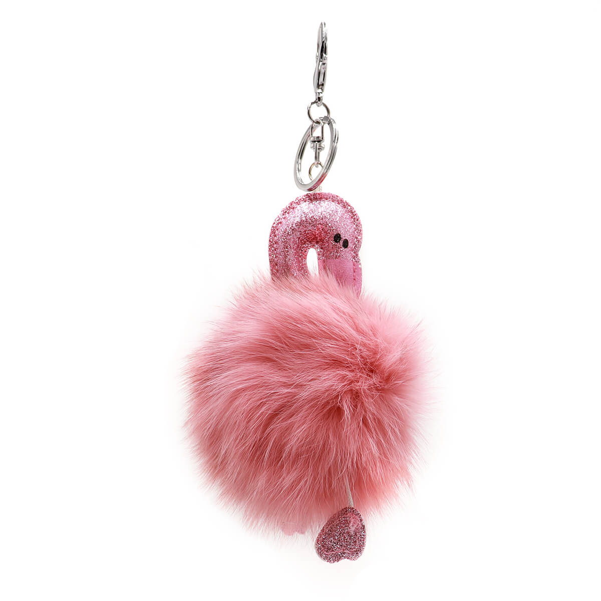 Fox Fur Flamingo Keychain