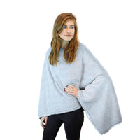 faux fur poncho grey