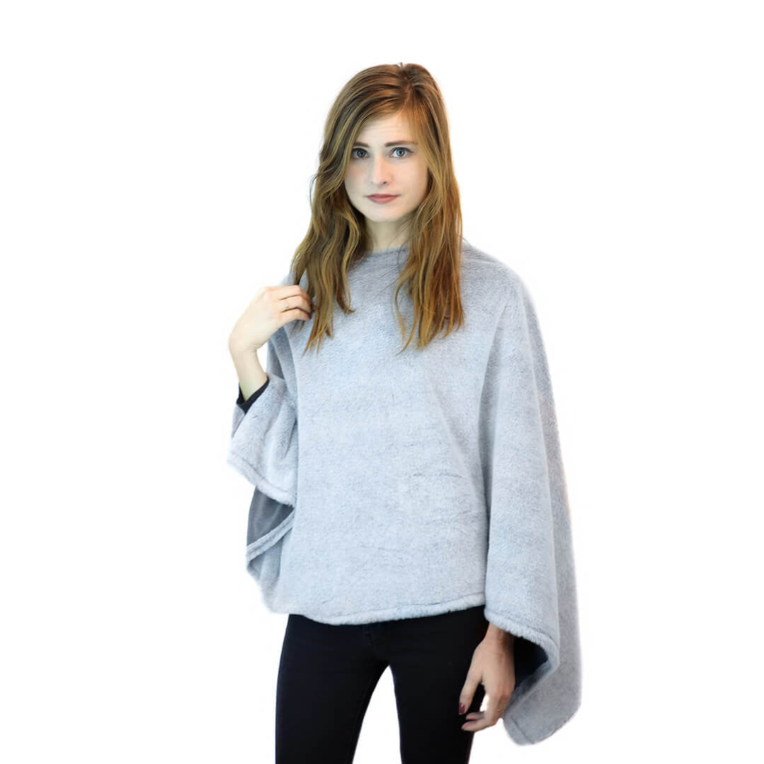 faux fur poncho grey