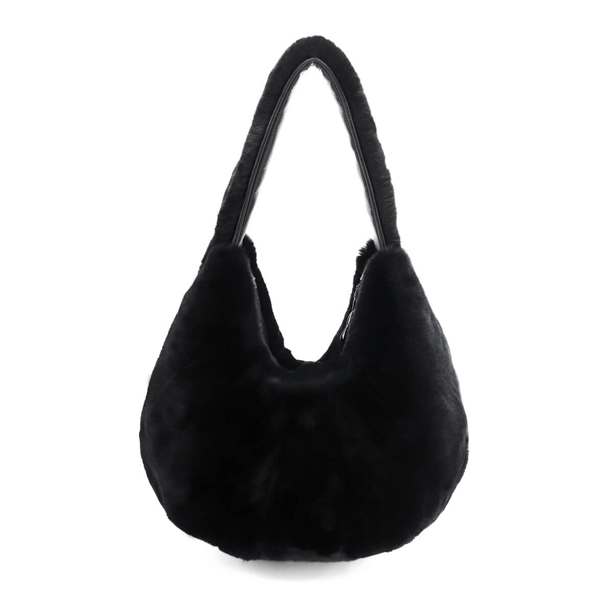 Rex Rabbit Fur Shoulder Bag Black