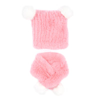 Kid's Rex Rabbit Fur Knit Hat and Scarf Set