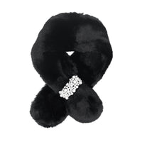 Faux Fur Pull-Through Scarf with Pearl Detail