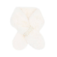 Faux Fur Pull-Through Scarf with Pearl Detail