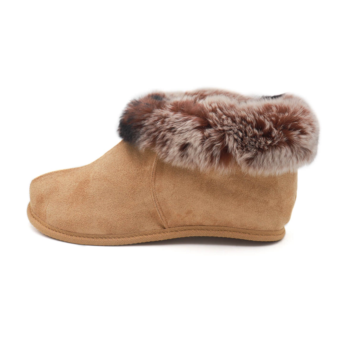 Soft Sole Shearling Slippers with Rex Rabbit Fur Trim