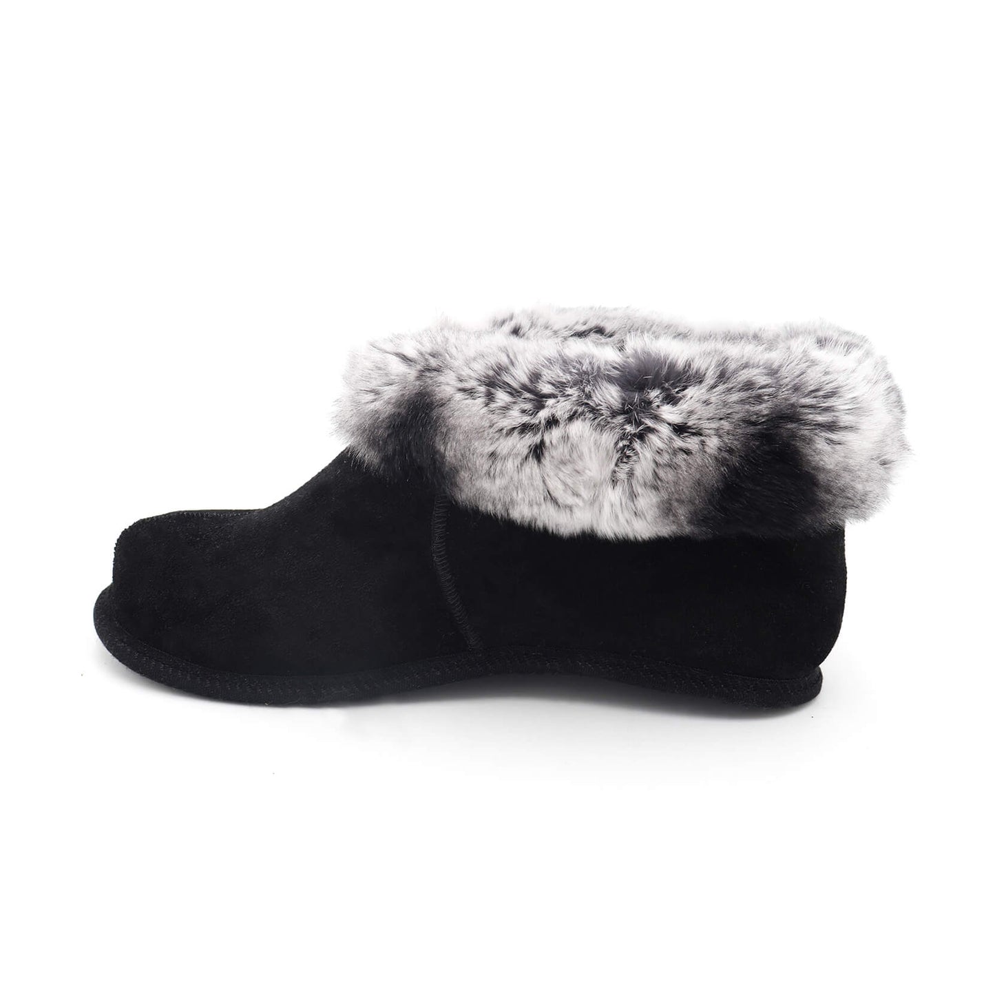 Soft Sole Shearling Slippers with Rex Rabbit Fur Trim