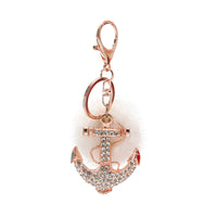 Mink Fur Bling Anchor Keychain