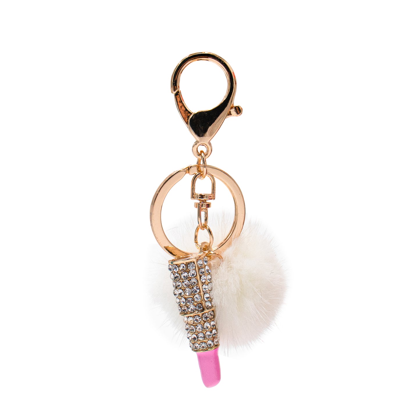 Mink Fur Bling Lipstick Keychain