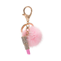 Mink Fur Bling Lipstick Keychain