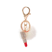 Mink Fur Bling Lipstick Keychain