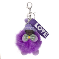 Fox Fur Baby Keychain with Googly Eye Hat