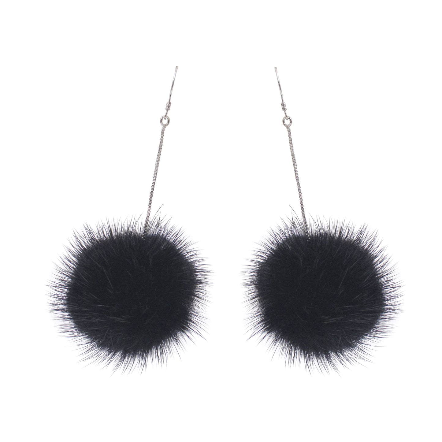 Mink Pom Earrings