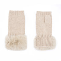 Cashmere Fingerless Gloves with Rex Trim