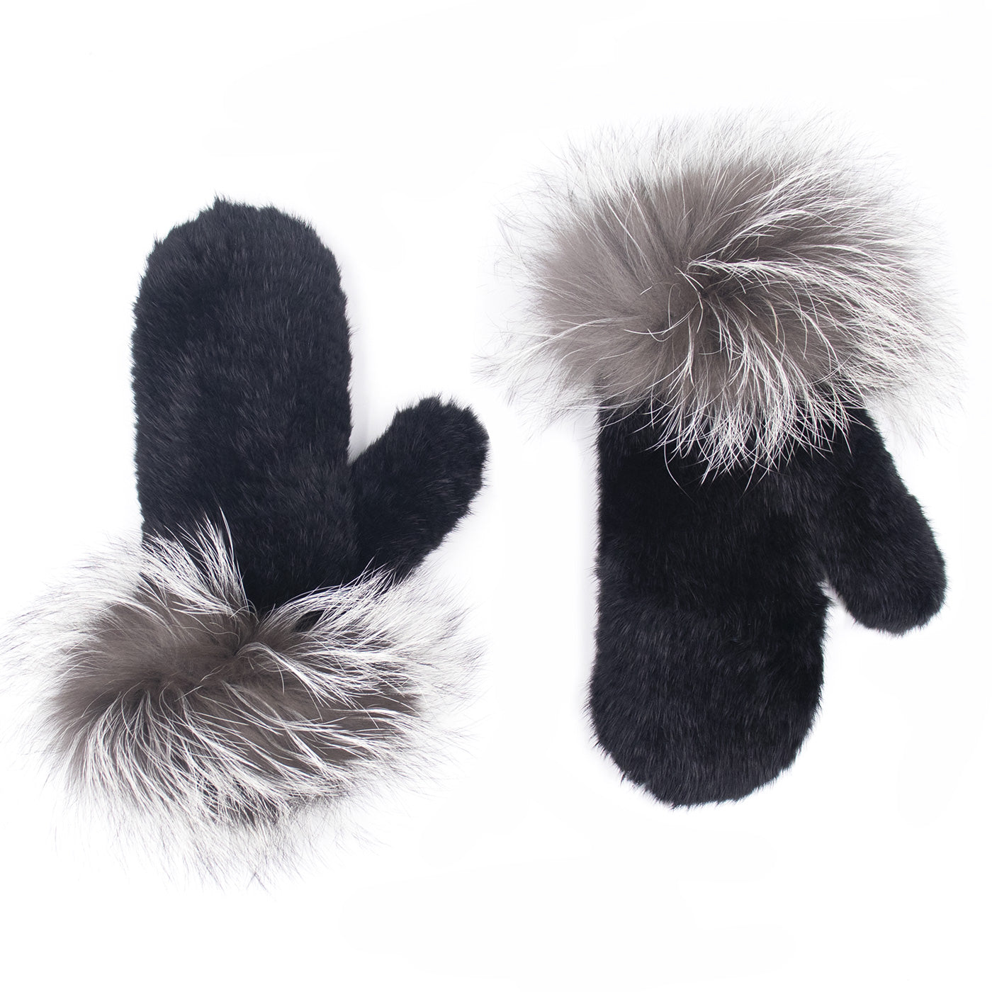 Mink Fur Mittens with Fox Fur Cuff