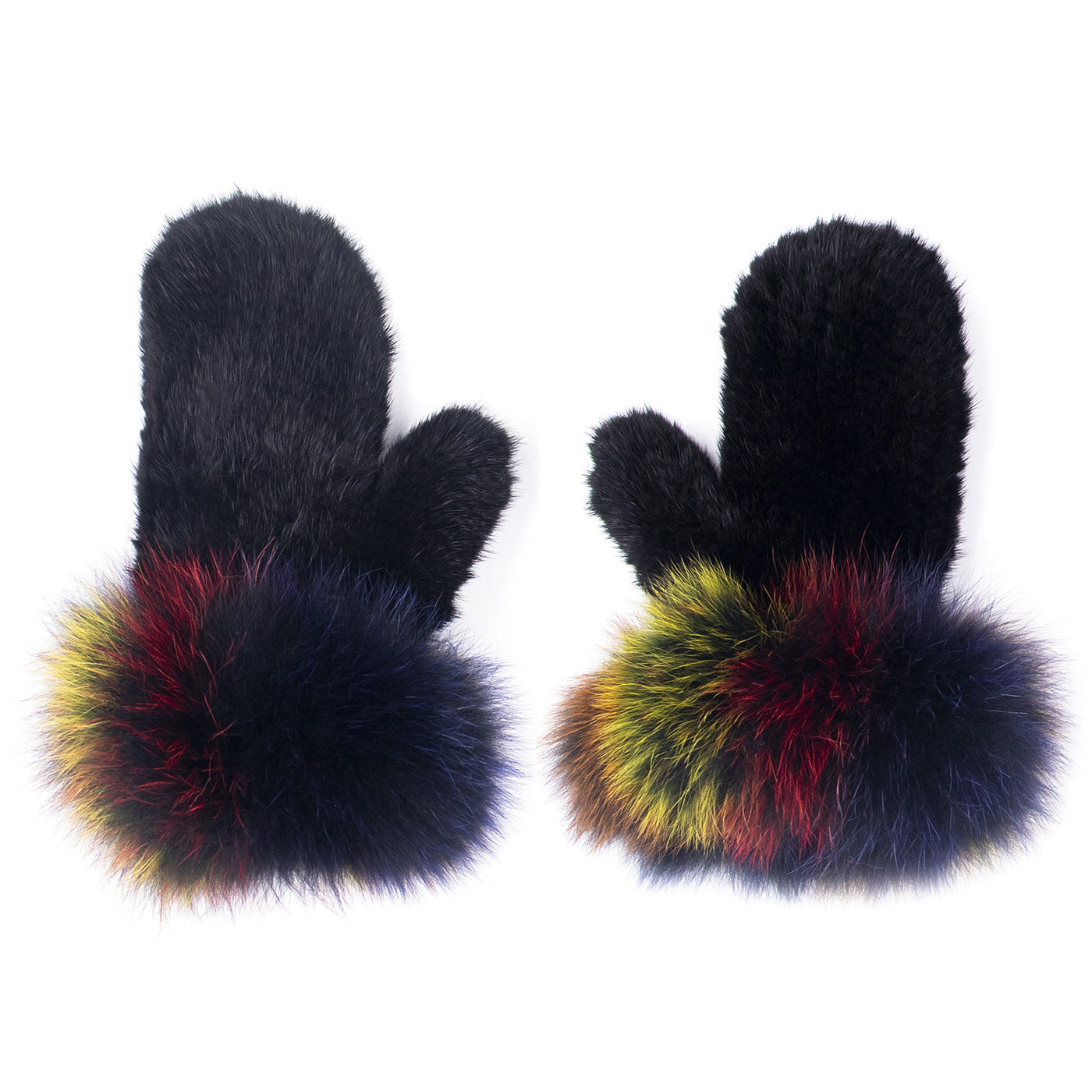 Mink Fur Mittens with Fox Fur Cuff