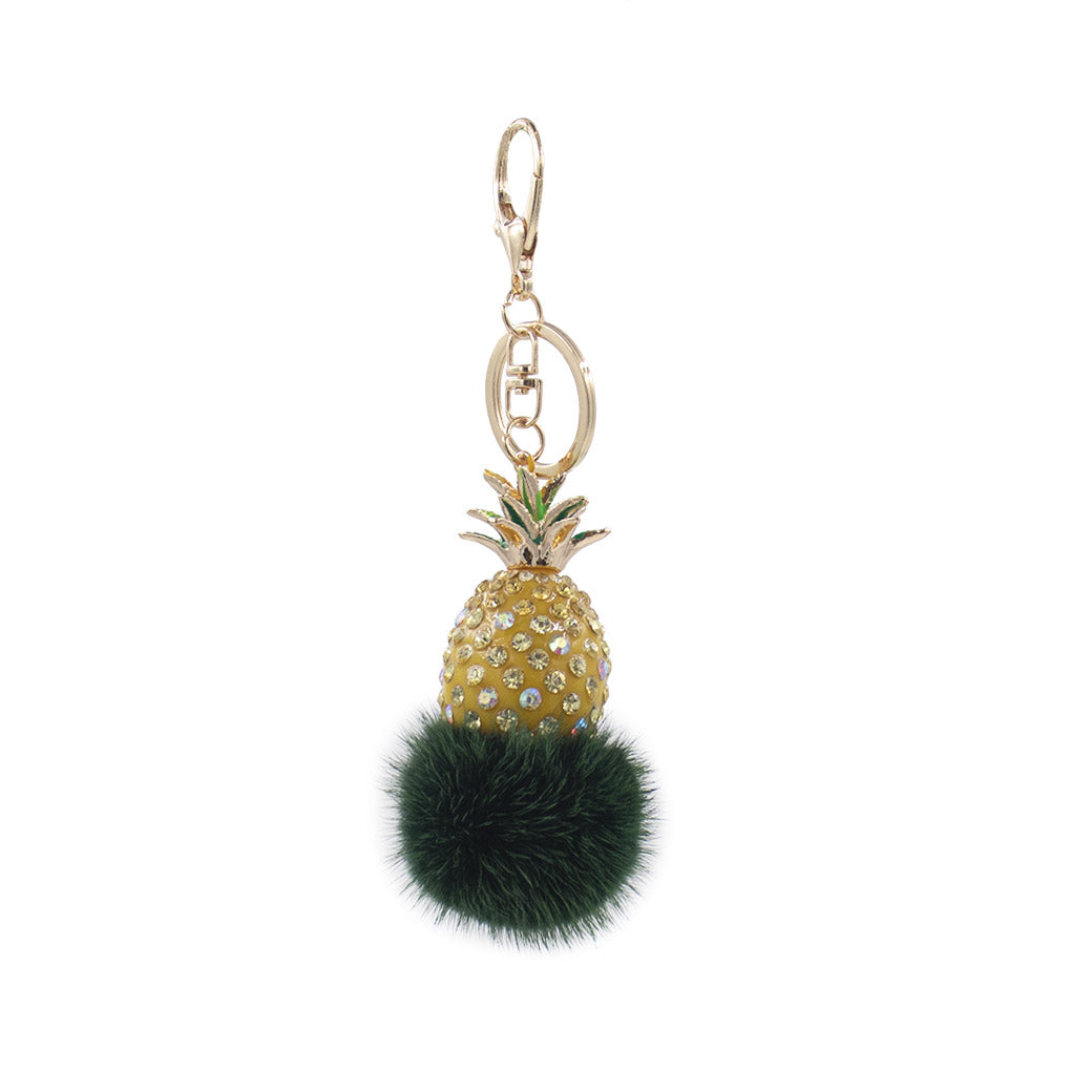 Mink Fur Bling Pineapple Keychain