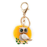 Mink Fur Bling Owl Keychain