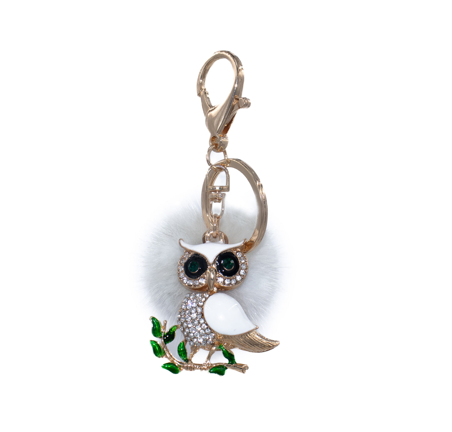 Mink Fur Bling Owl Keychain