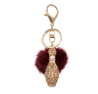 Mink Fur Bling Bowling Pin Keychain