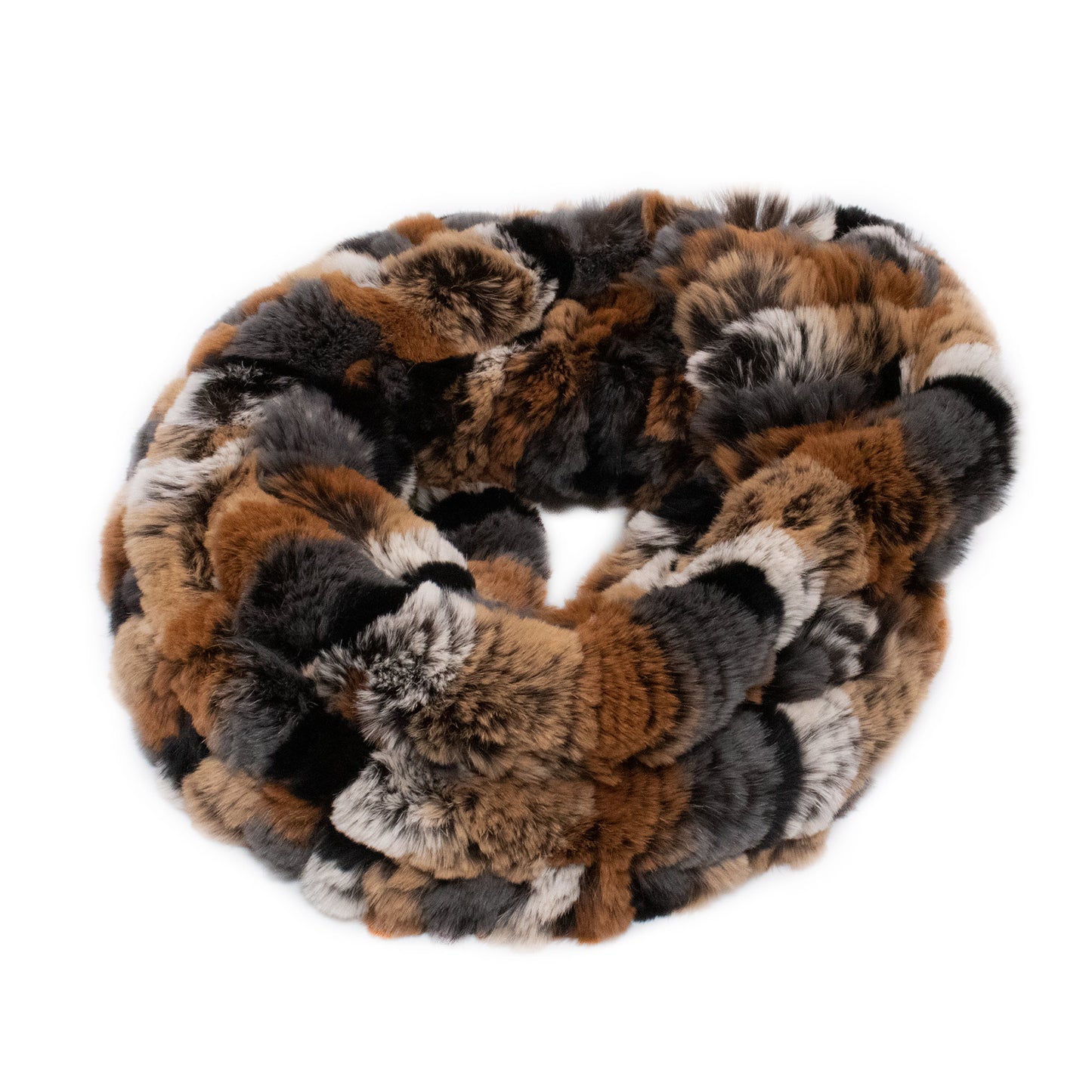 Rex Rabbit Fur Double Loop Infinity Scarf