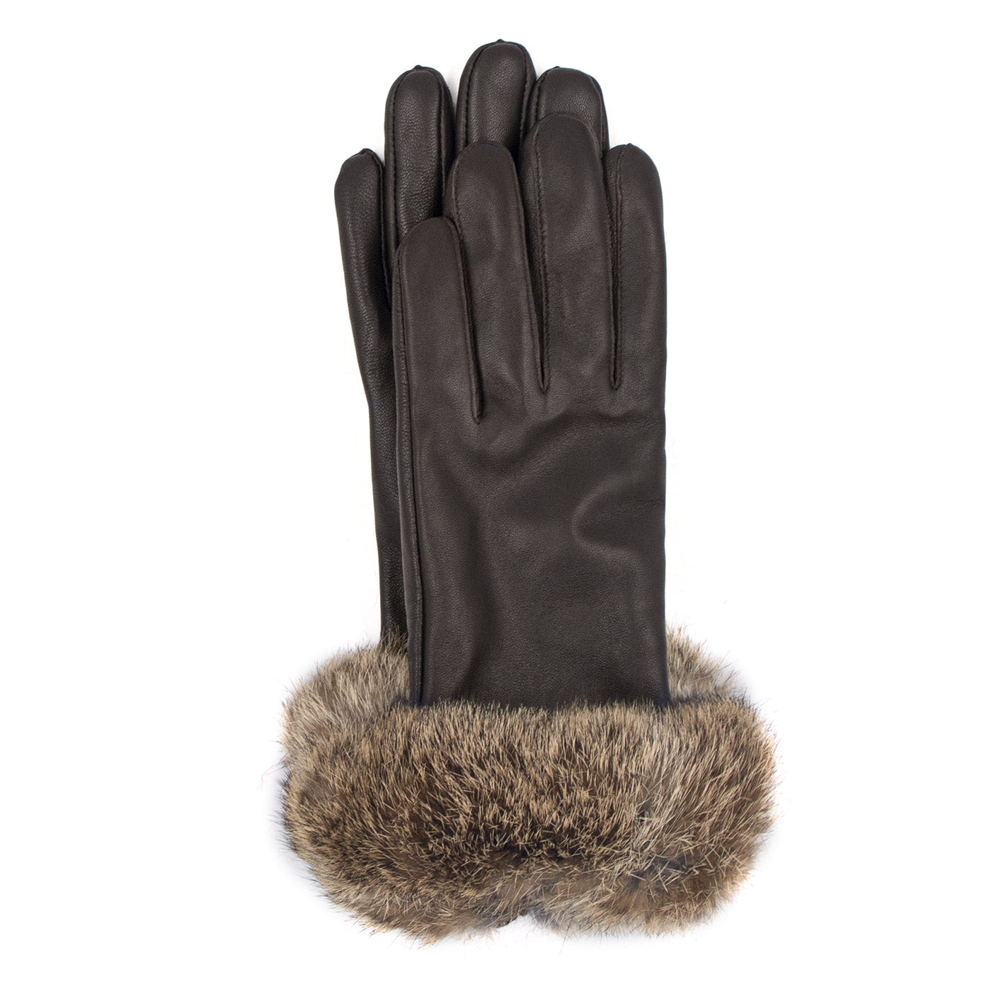 Leather Gloves with Rabbit Fur Cuff