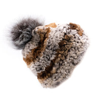 Limited Run Rex Rabbit Textile Knit Beanie with Fox Pom