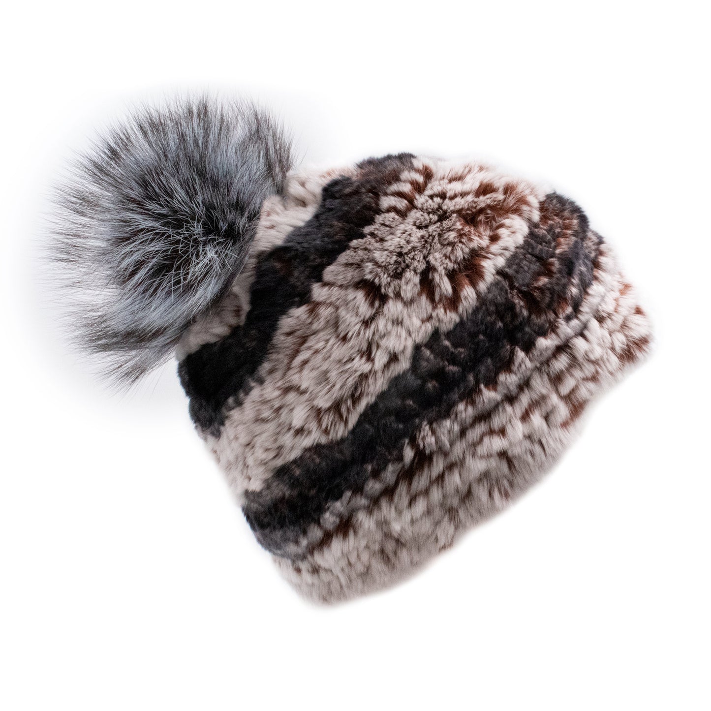 Limited Run Rex Rabbit Textile Knit Beanie with Fox Pom