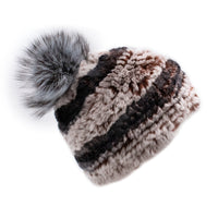 Limited Run Rex Rabbit Textile Knit Beanie with Fox Pom