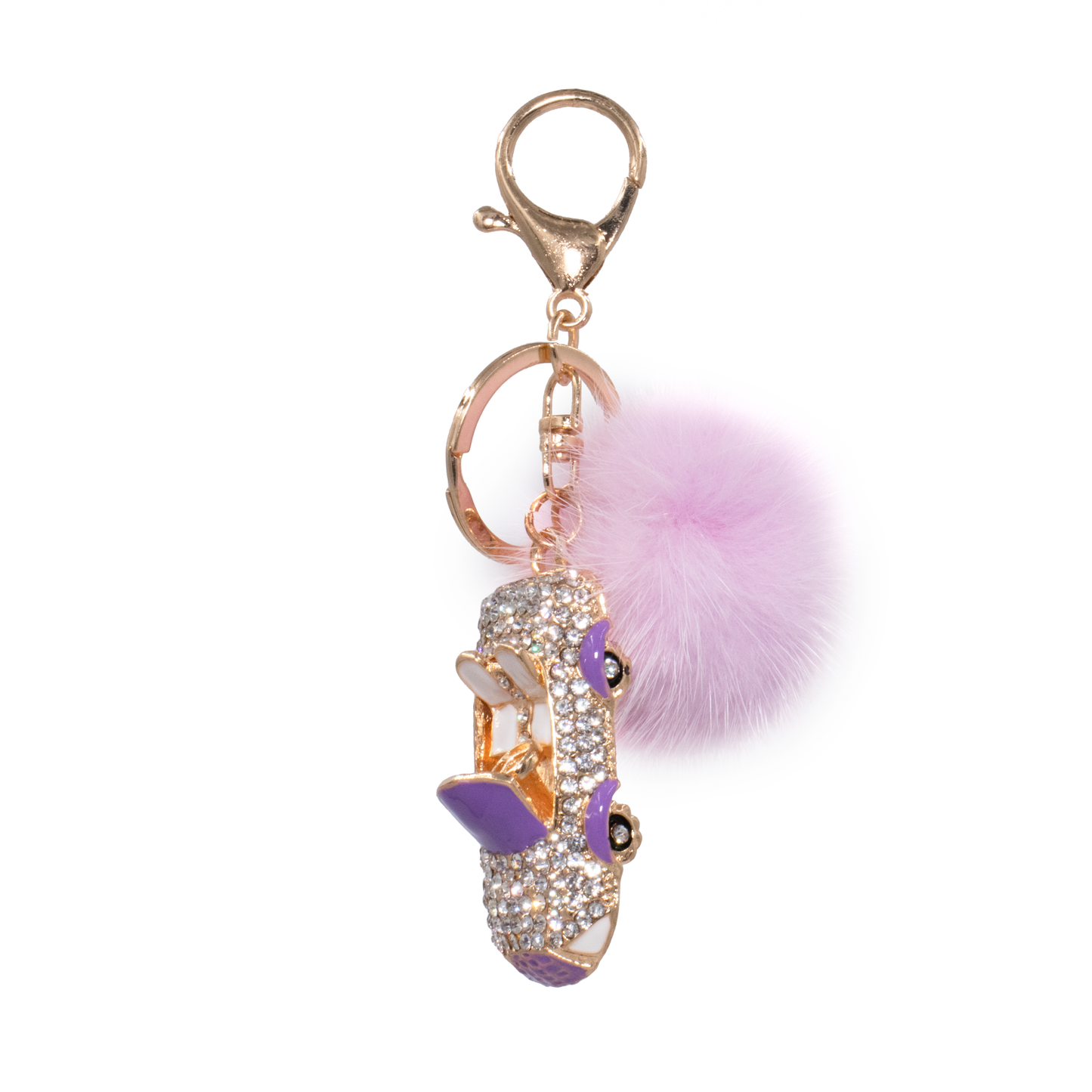 Bling Convertible Car Keychain with Mink Fur Pom