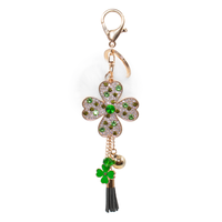 Shamrock Keychain with Mink Pom