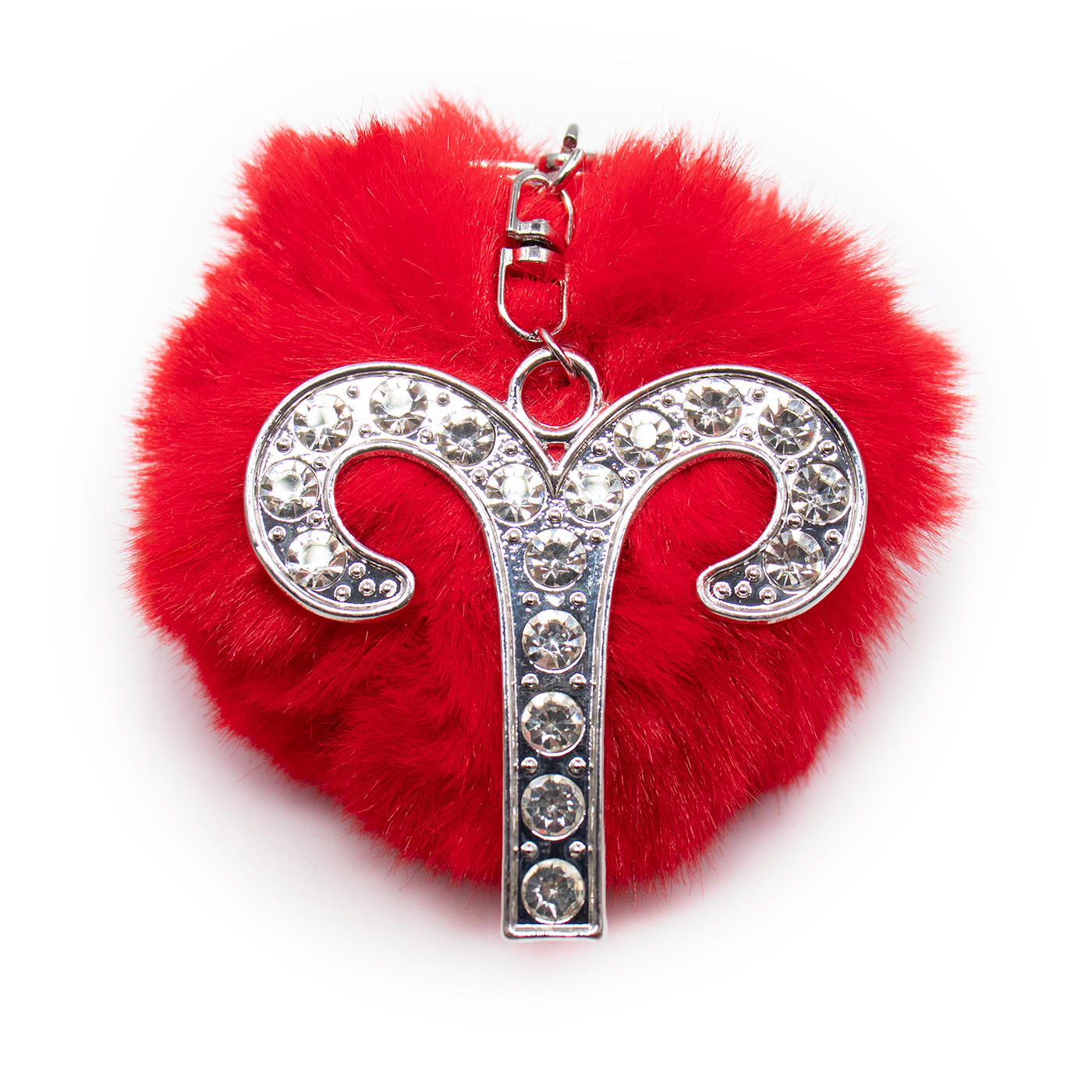 Bling Zodiac Sign Keychain with Faux Pom