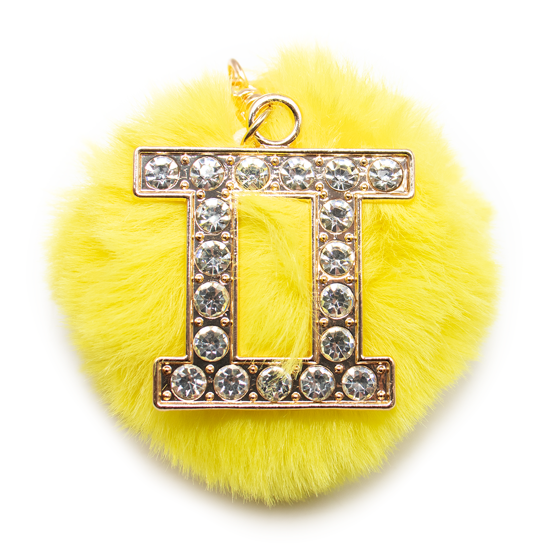 Bling Zodiac Sign Keychain with Faux Pom