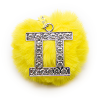 Bling Zodiac Sign Keychain with Faux Pom