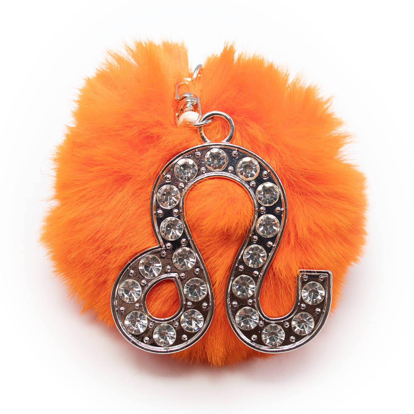 Bling Zodiac Sign Keychain with Faux Pom