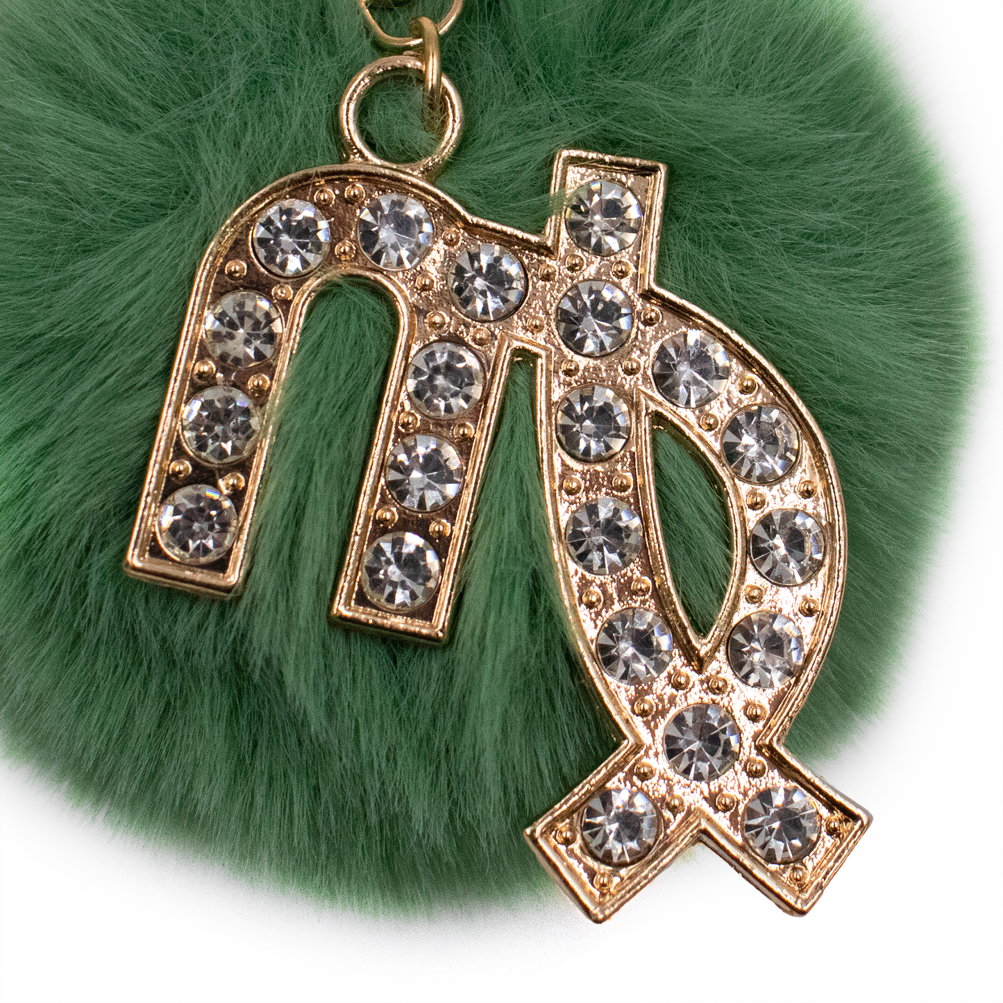 Bling Zodiac Sign Keychain with Faux Pom