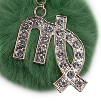 Bling Zodiac Sign Keychain with Faux Pom