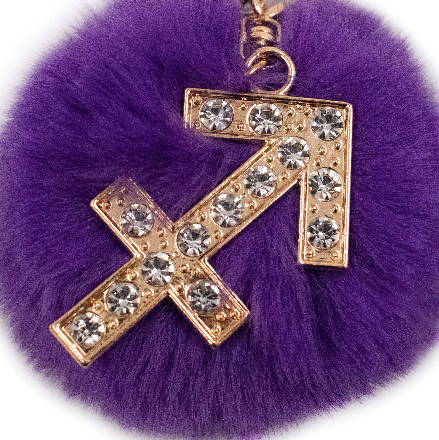 Bling Zodiac Sign Keychain with Faux Pom