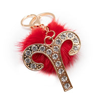 Zodiac Keychain with Mink Fur Pom