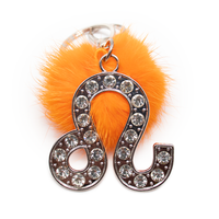 Zodiac Keychain with Mink Fur Pom