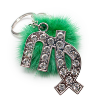 Zodiac Keychain with Mink Fur Pom