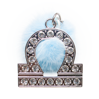 Zodiac Keychain with Mink Fur Pom