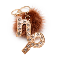 Zodiac Keychain with Mink Fur Pom