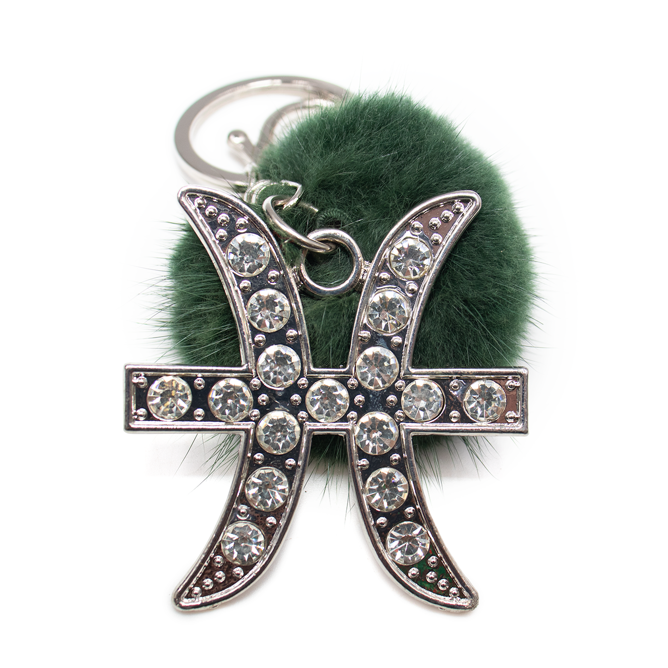 Zodiac Keychain with Mink Fur Pom