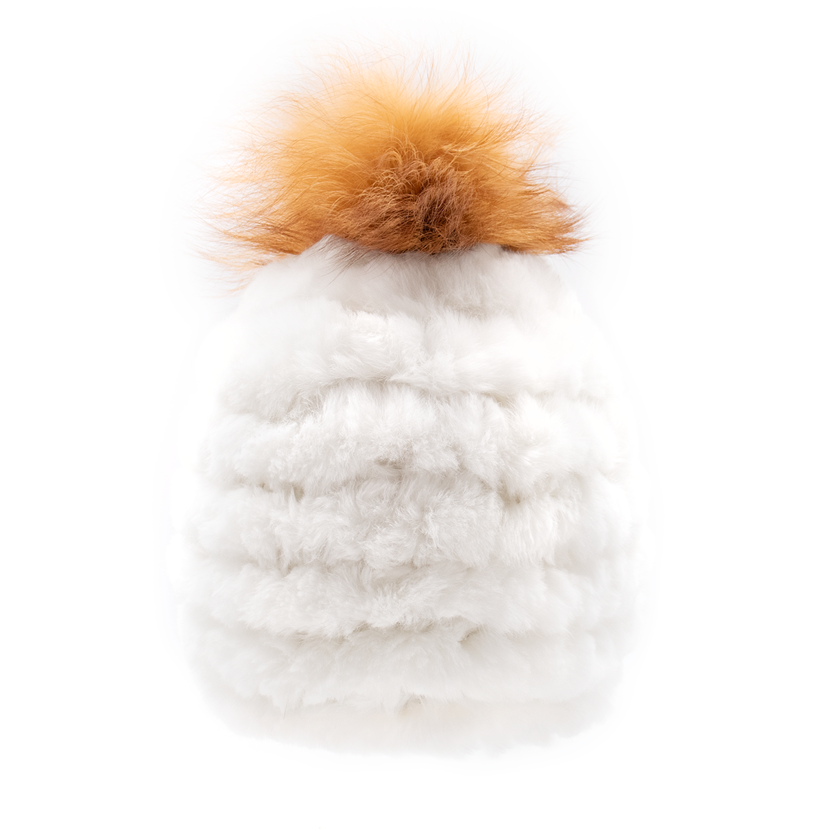 Rex Rabbit Fur Knit Hat with Fox Pom