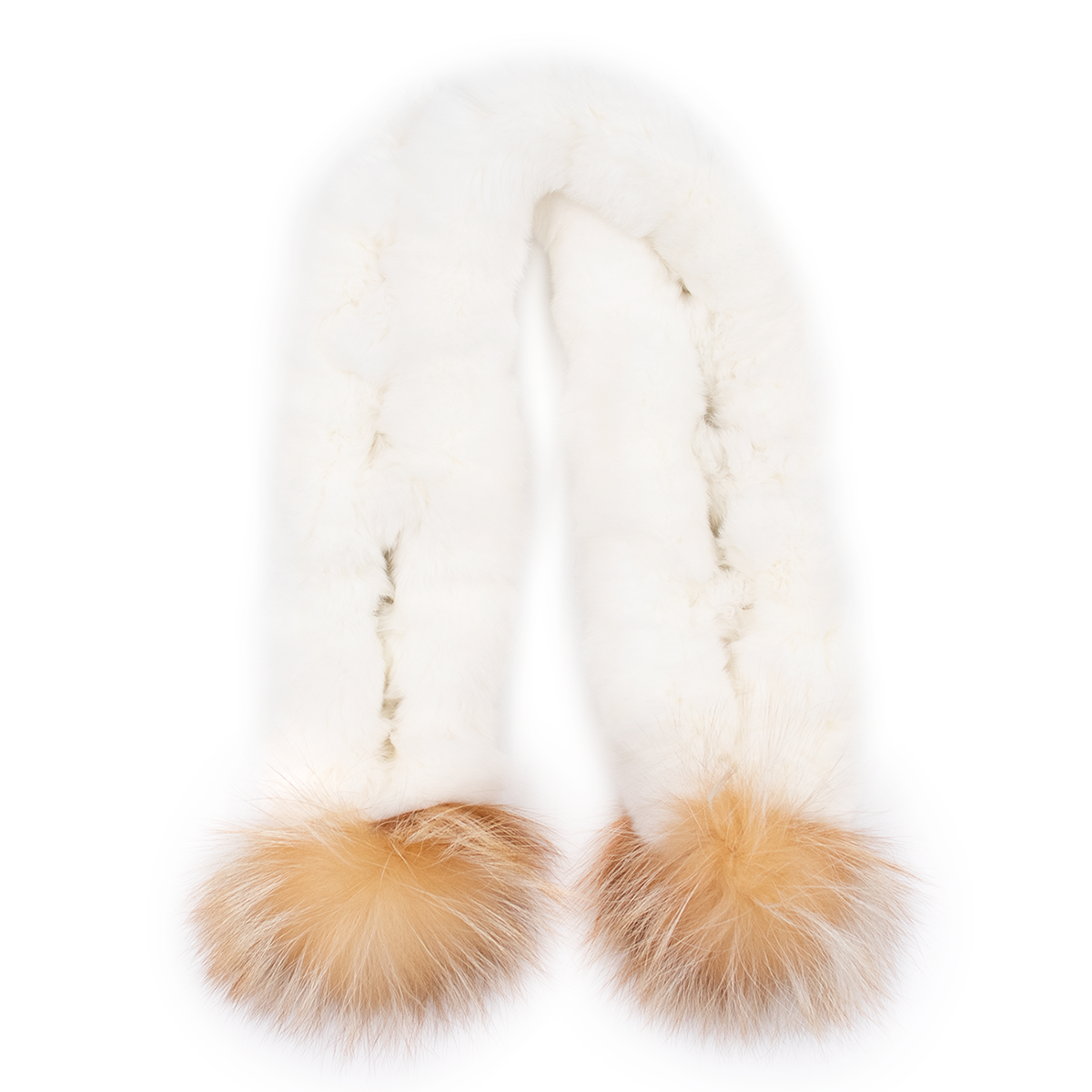 Rex Rabbit Scarf with Fox Fur Poms