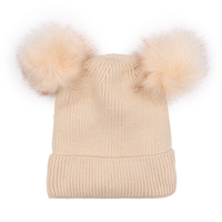 Kids Knit Hat with Faux Fur Poms